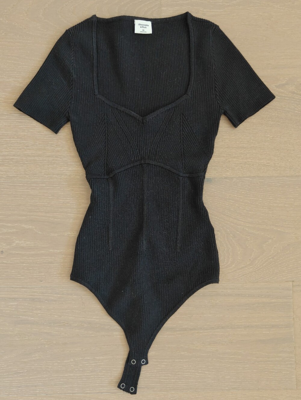 Abercrombie & Fitch Corset Sweetheart Bodysuit Top - Black